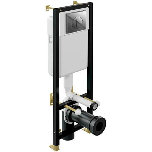 Комплект унитаза SantiLine SL-5005 с инсталляцией Cersanit Black 35 S-IN-BLACK-Cg-w с сиденьем Микролифт и клавишей смыва Хром фаянс подвесной