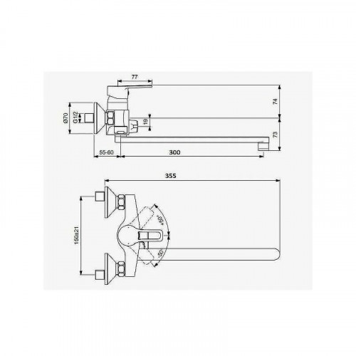 Смеситель для ванны D-Lin D146405-5 универсальный цвет  Хром
