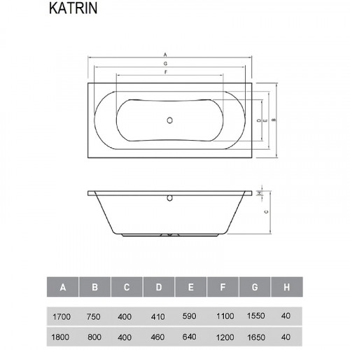 Акриловая ванна Relisan Katrin 170x75 Гл000026032 без гидромассажа
