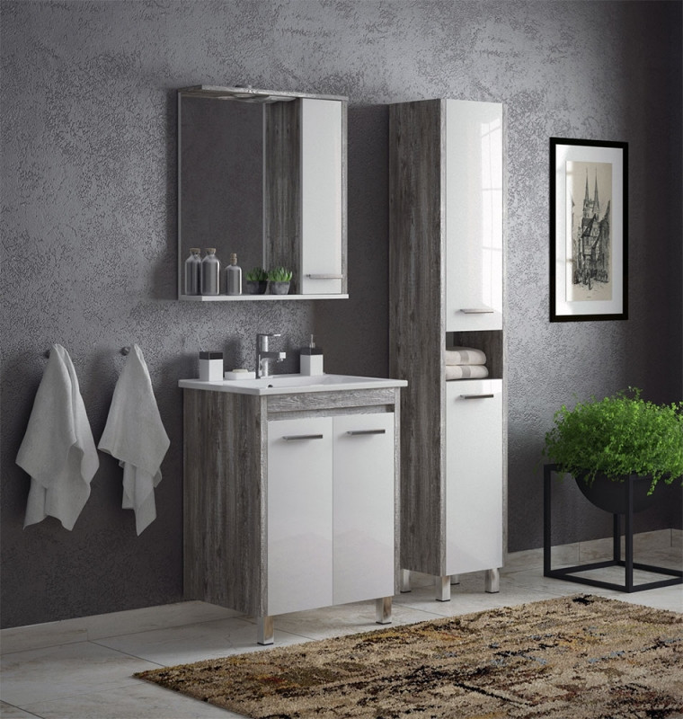 Шкаф пенал Corozo Лорена 35 SD-00000304 Антик Белый МДФ / ЛДСП