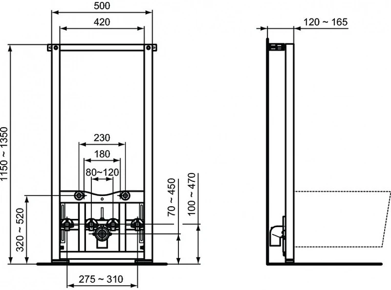 Комплект биде с инсталляцией Ideal Standard Tesi D386801 Белый