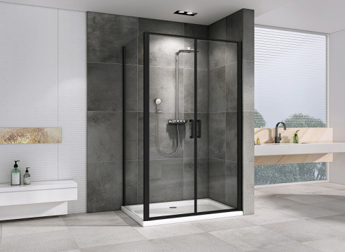 Душевой уголок Abber Sonnenstrand 100x80 AG04100BC-S80B профиль Черный стекло прозрачное