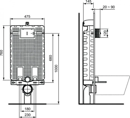 Бачок скрытого монтажа Ideal Standard Prosys R009767 без клавиши смыва