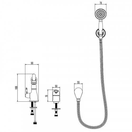 Смеситель на борт ванны Lemark Villa LM4847C Хром латунь