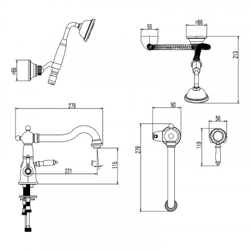 Смеситель на борт ванны Lemark Villa LM4847C Хром латунь