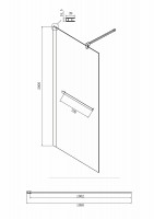 Душевая перегородка Ambassador Walk-in 110х200 15031234 профиль Черный стекло прозрачное