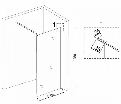 Душевая перегородка Niagara Nova 100 NG-683-10BLACK профиль Черный стекло прозрачное
