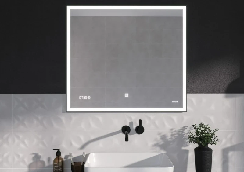 Зеркало Cersanit Led 011 Design 80 KN-LU-LED011*80-d-Os с подсветкой с часами стекло