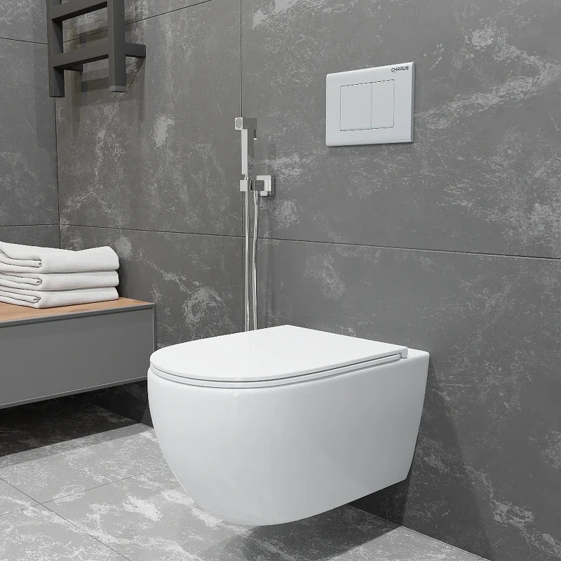 Унитаз Charus Torre Bianca EWC700-125W Skandenborg Rimless подвесной цвет Белый с сиденьем Микролифт