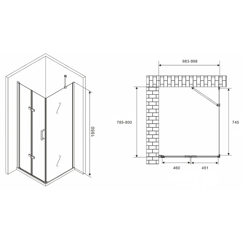 Душевой уголок Abber Zart 100x80 AG08100P-S81 профиль Хром стекло прозрачное