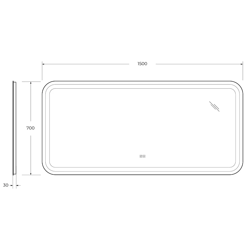 Зеркало Cezares Stylus 150 CZR-SPC-STYLUS-1500-700-TCH-WARM с подсветкой с сенсорным выключателем и подогревом стекло