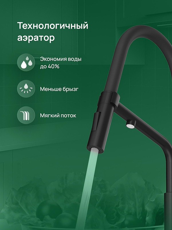 Смеситель для кухни Domaci Римини D569174BK цвет Черный матовый