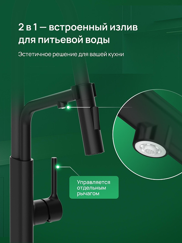 Смеситель для кухни Domaci Римини D569174BK цвет Черный матовый