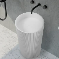 Раковина Abber Stein 50 AS2501-H Белая матовая искусственный камень (литьевой мрамор) напольный