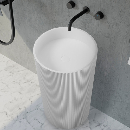 Раковина Abber Stein 50 AS2501-H Белая матовая искусственный камень (литьевой мрамор) напольный
