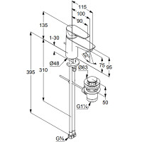 Смеситель для раковины Kludi Pure Solid 343820575 Хром латунь