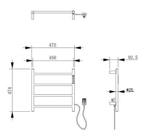 Электрический полотенцесушитель Wonzon & Woghand Bonn 47,5х47,4 R WW-AL404-GM цвет Темный графит