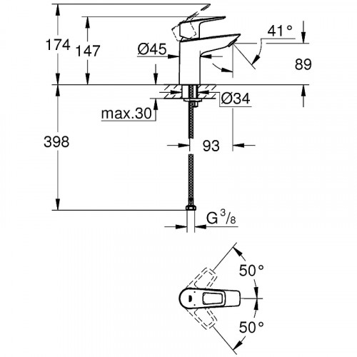 Смеситель для раковины Grohe BauLoop 23337001 Хром латунь