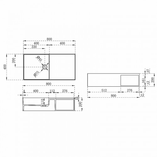 Раковина Vincea 80 VWB-6S180MW Белая матовая искусственный камень (литьевой мрамор) подвесная