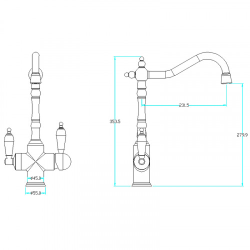 Смеситель для кухни Boheme Tradizionale Chromo 113 Хром латунь