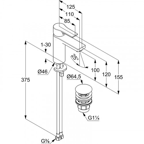 Смеситель для раковины Kludi Zenta SL 482983965 Черный матовый латунь