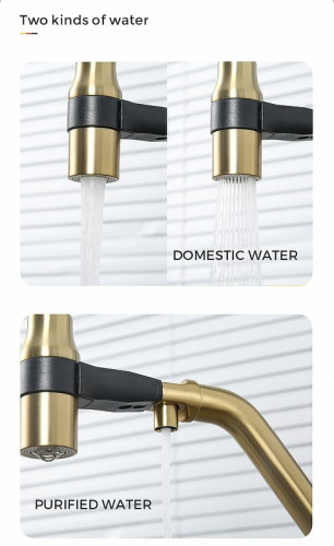 Смеситель для кухни Gappo G4398-83 Золотой сатин Черный латунь