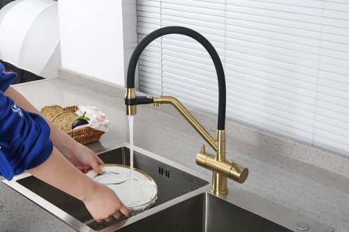 Смеситель для кухни Gappo G4398-83 Золотой сатин Черный латунь