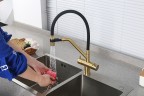 Смеситель для кухни Gappo G4398-83 Золотой сатин Черный латунь