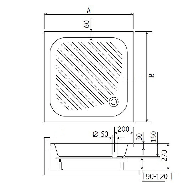 Акриловый поддон для душа RGW Acrylic B/CL-S 80x80 16180188-51 Белый