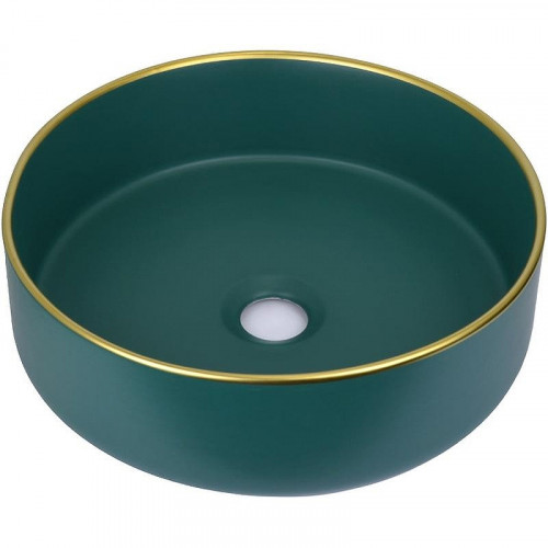 Раковина-чаша Bronze de Luxe 36 1054 Зеленая с золотым ободом