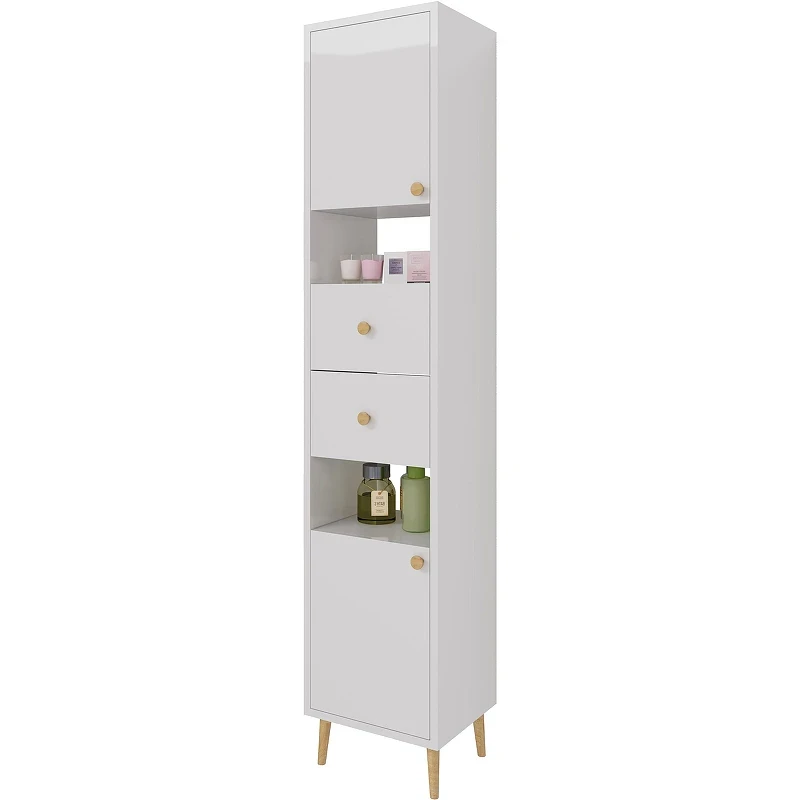 Шкаф пенал Dreja Luno 35 R 99.2004 Белый глянец МДФ / ЛДСП