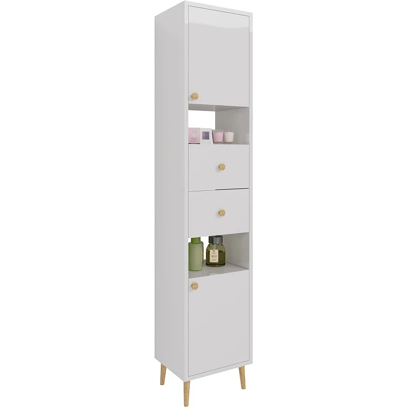 Шкаф пенал Dreja Luno 35 R 99.2004 Белый глянец МДФ / ЛДСП