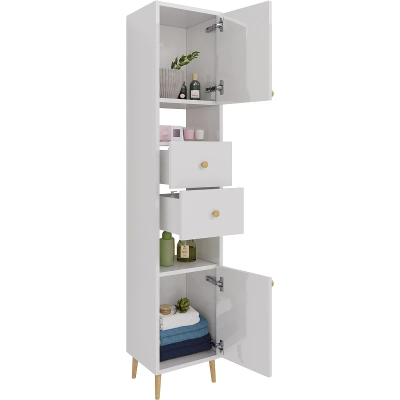 Шкаф пенал Dreja Luno 35 R 99.2004 Белый глянец МДФ / ЛДСП