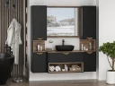 Тумба под раковину Brevita Bergen 90 BER-07090-19-02-1Я подвесная Черная матовая Дуб Галифакс олово МДФ / ЛДСП