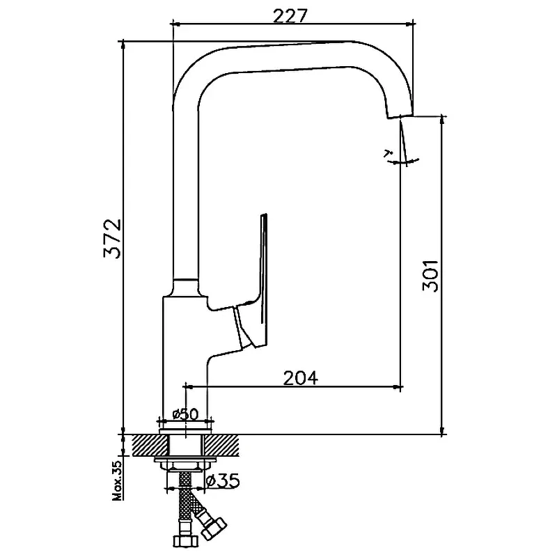 Смеситель для кухни Haiba HB70533-3 Пепельный