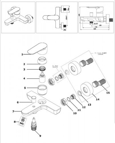 Смеситель для ванны Azario Leya AZ-15920501 Хром латунь на стену