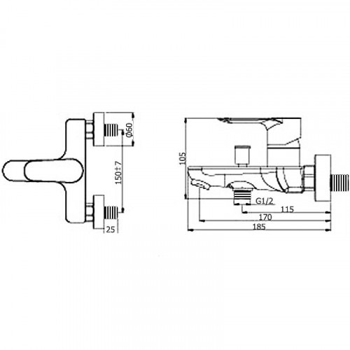 Смеситель для ванны Azario Leya AZ-15920501 Хром латунь на стену