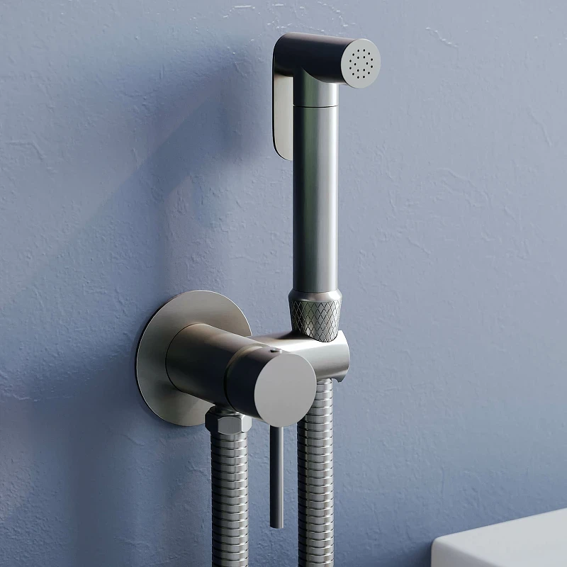 Гигиенический душ со смесителем RGW Shower Panels SP-211Gr 581408211-11 Серый брашированный латунь встраиваемый