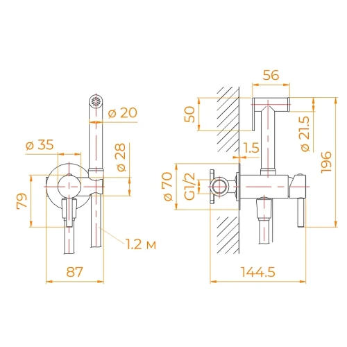 Гигиенический душ со смесителем RGW Shower Panels SP-211Gr 581408211-11 Серый брашированный латунь встраиваемый