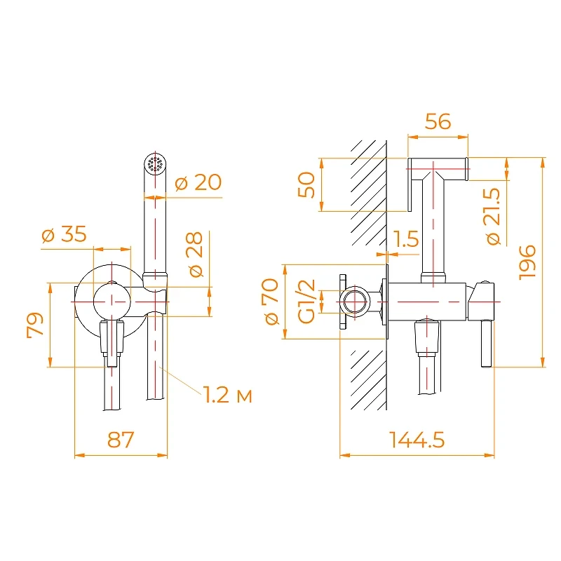 Гигиенический душ со смесителем RGW Shower Panels SP-211Gr 581408211-11 Серый брашированный латунь встраиваемый