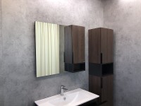 Зеркало со шкафом Comforty Франкфурт 90 00004150529 Дуб шоколадно-коричневый Черное матовое МДФ / ЛДСП, стекло