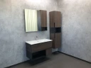 Зеркало со шкафом Comforty Франкфурт 90 00004150529 Дуб шоколадно-коричневый Черное матовое МДФ / ЛДСП, стекло
