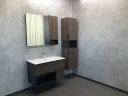 Зеркало со шкафом Comforty Франкфурт 90 00004150529 Дуб шоколадно-коричневый Черное матовое МДФ / ЛДСП, стекло