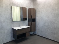 Зеркало со шкафом Comforty Франкфурт 90 00004150529 Дуб шоколадно-коричневый Черное матовое МДФ / ЛДСП, стекло