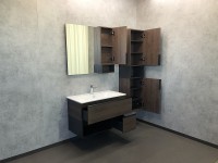 Зеркало со шкафом Comforty Франкфурт 90 00004150529 Дуб шоколадно-коричневый Черное матовое МДФ / ЛДСП, стекло