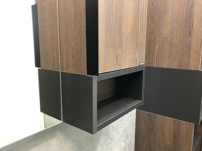 Зеркало со шкафом Comforty Франкфурт 90 00004150529 Дуб шоколадно-коричневый Черное матовое МДФ / ЛДСП, стекло