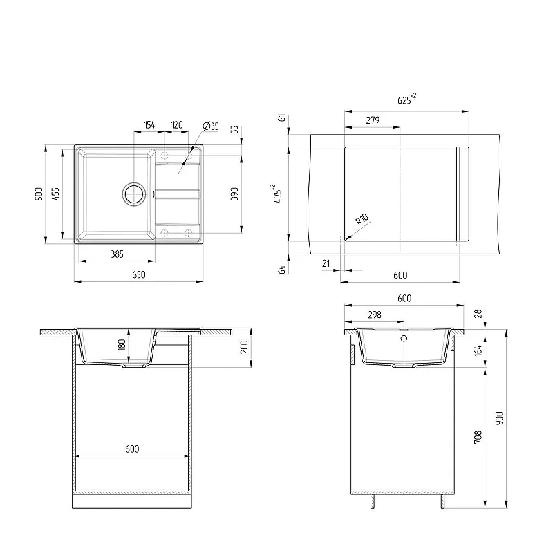 Кухонная мойка Ulgran Quartz Prima 650-10 Песок