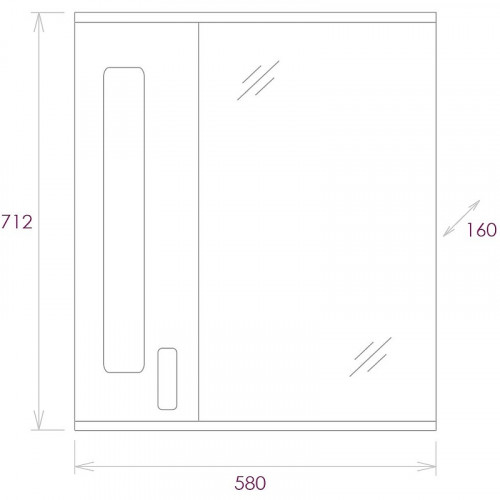Зеркало со шкафом Onika Кристалл 58.01 205817 с подсветкой Белое МДФ / ЛДСП, стекло