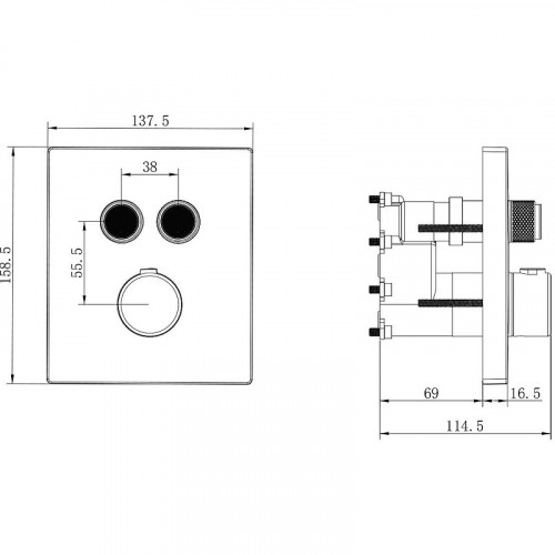 Смеситель для душа Vincea VSCV-321T-MGM с термостатом Вороненая сталь латунь встраиваемый