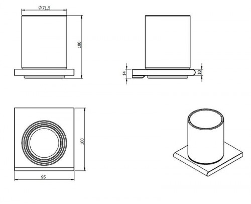 Стакан для зубных щеток Splendy Inspiration R IR4031VSBM цвет Черный матовый